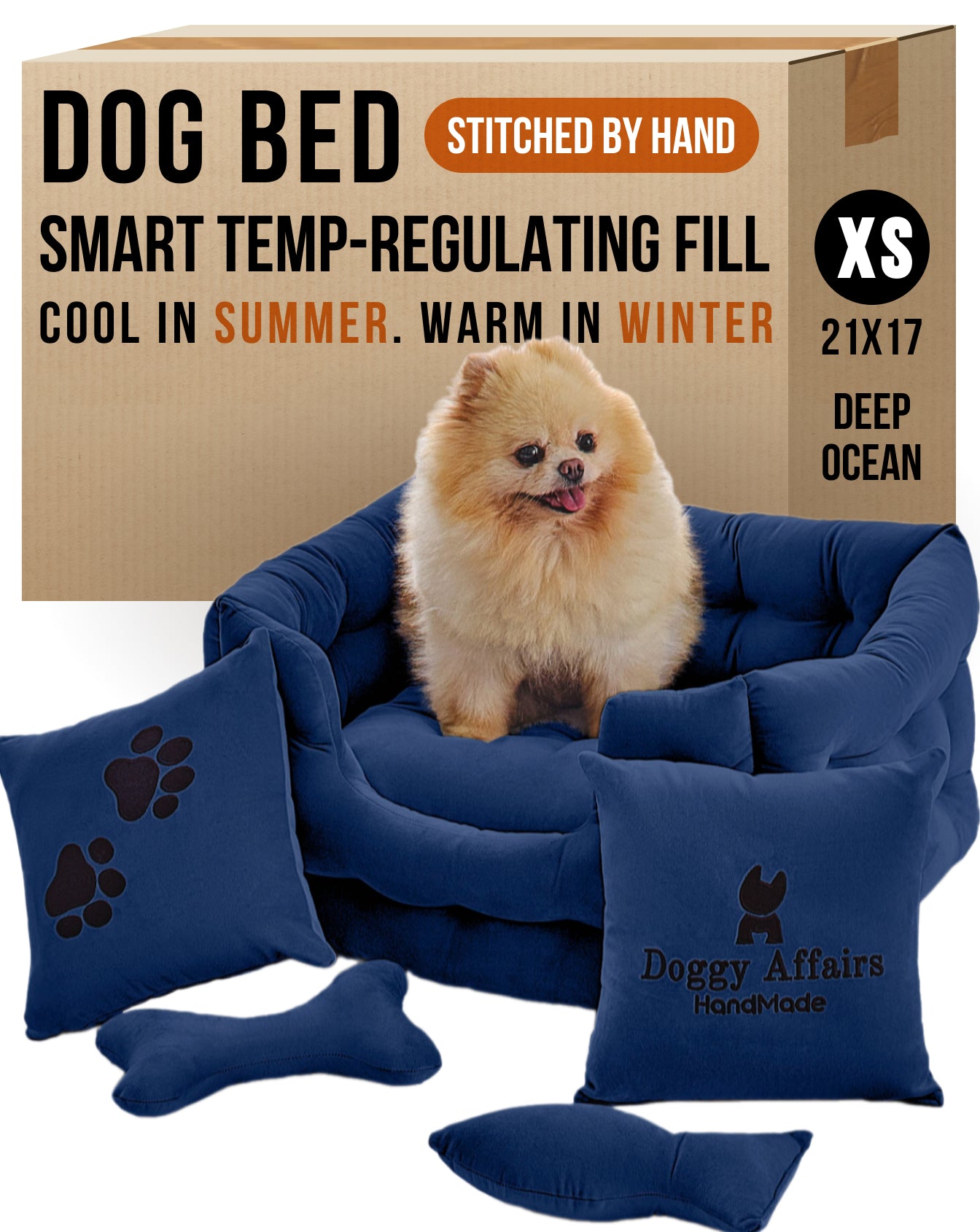 DOGGY AFFAIRS Handmade Dog Bed XS