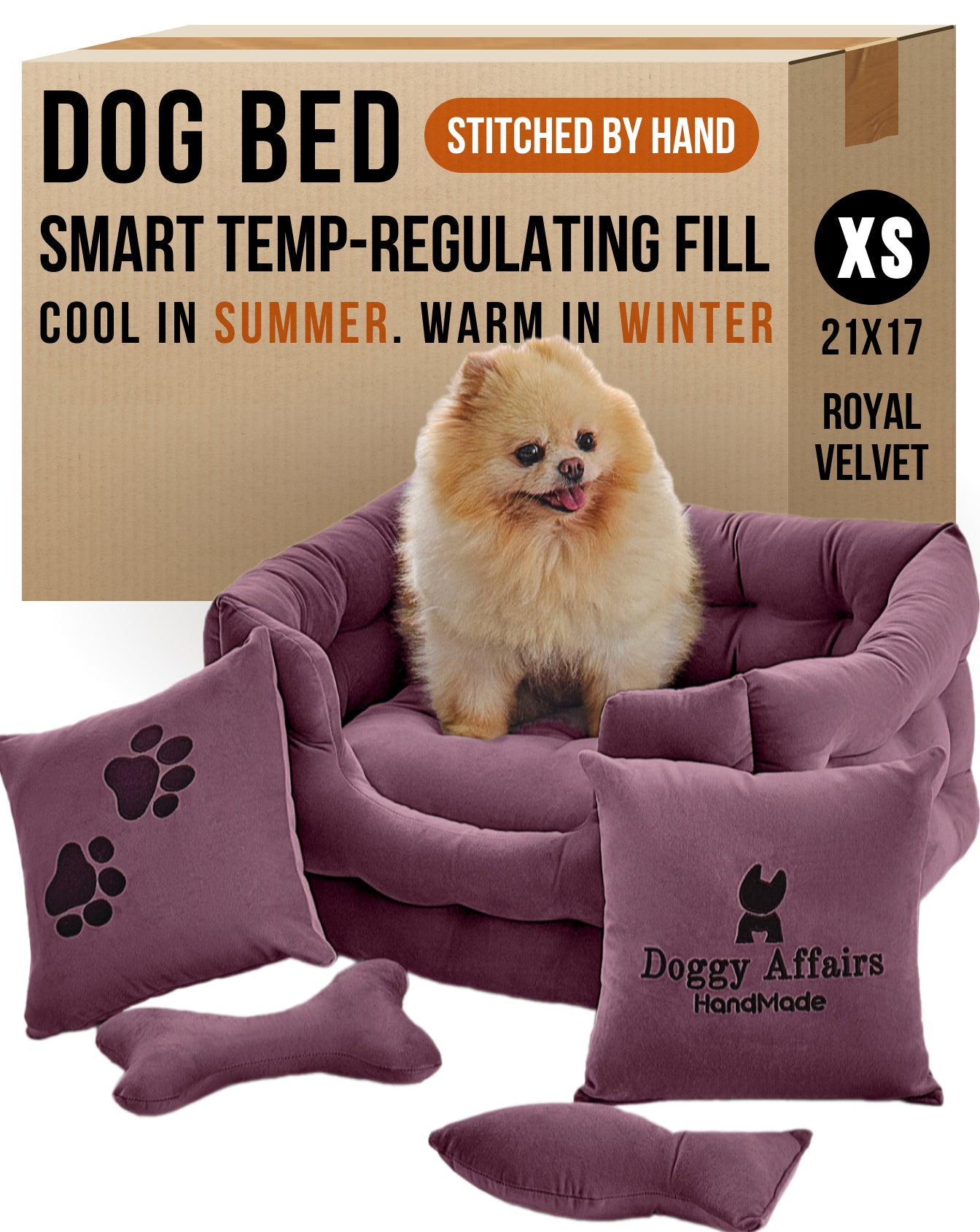 DOGGY AFFAIRS Handmade Dog Bed XS