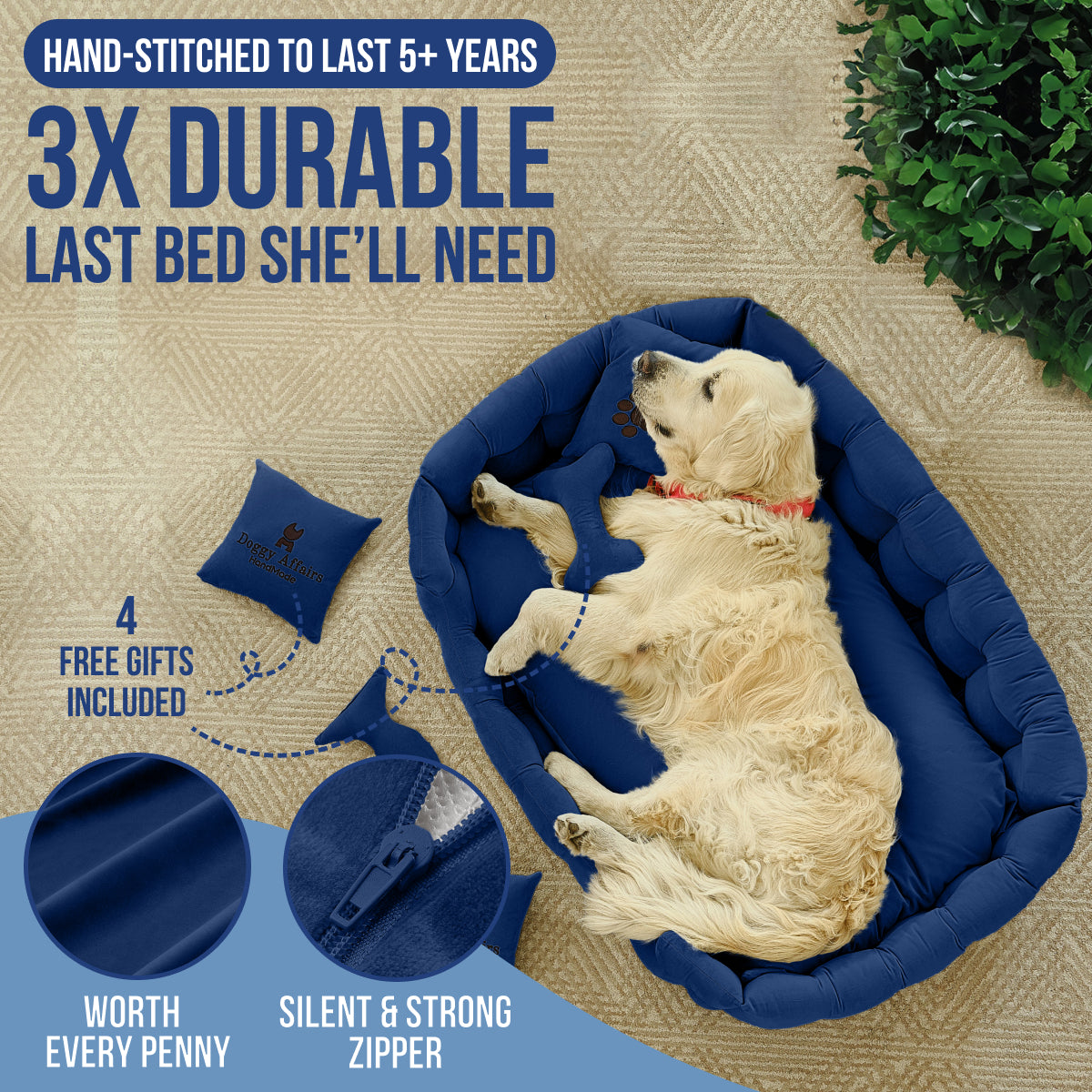 DOGGY AFFAIRS Handmade Dog Bed JUMBO