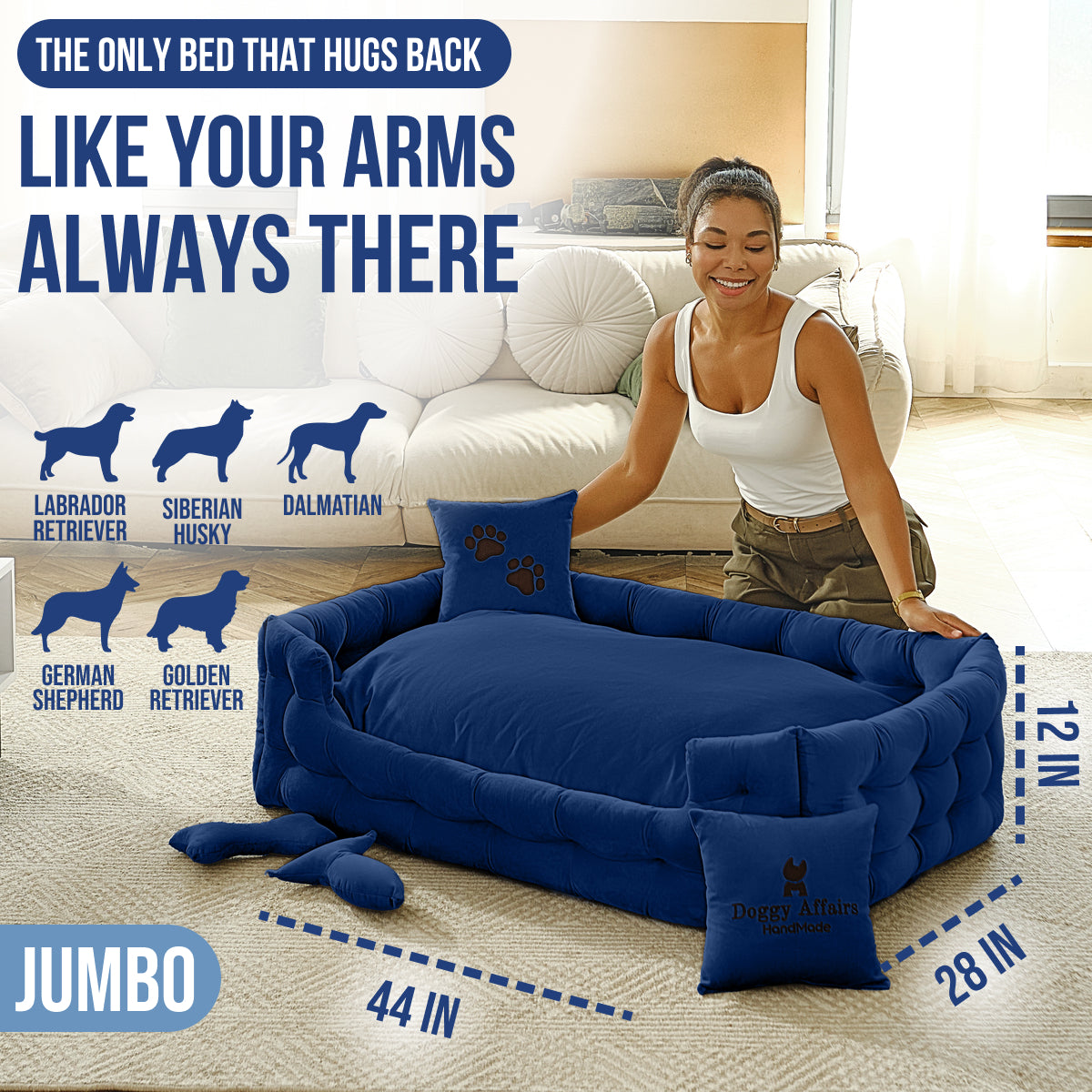 DOGGY AFFAIRS Handmade Dog Bed JUMBO