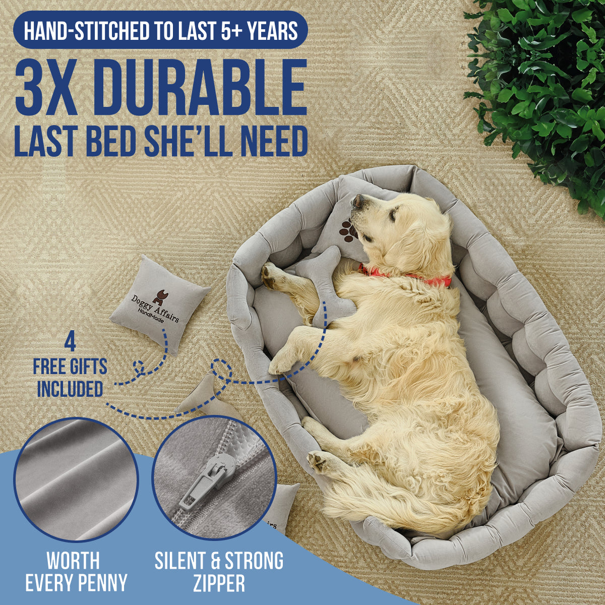 DOGGY AFFAIRS Handmade Dog Bed JUMBO
