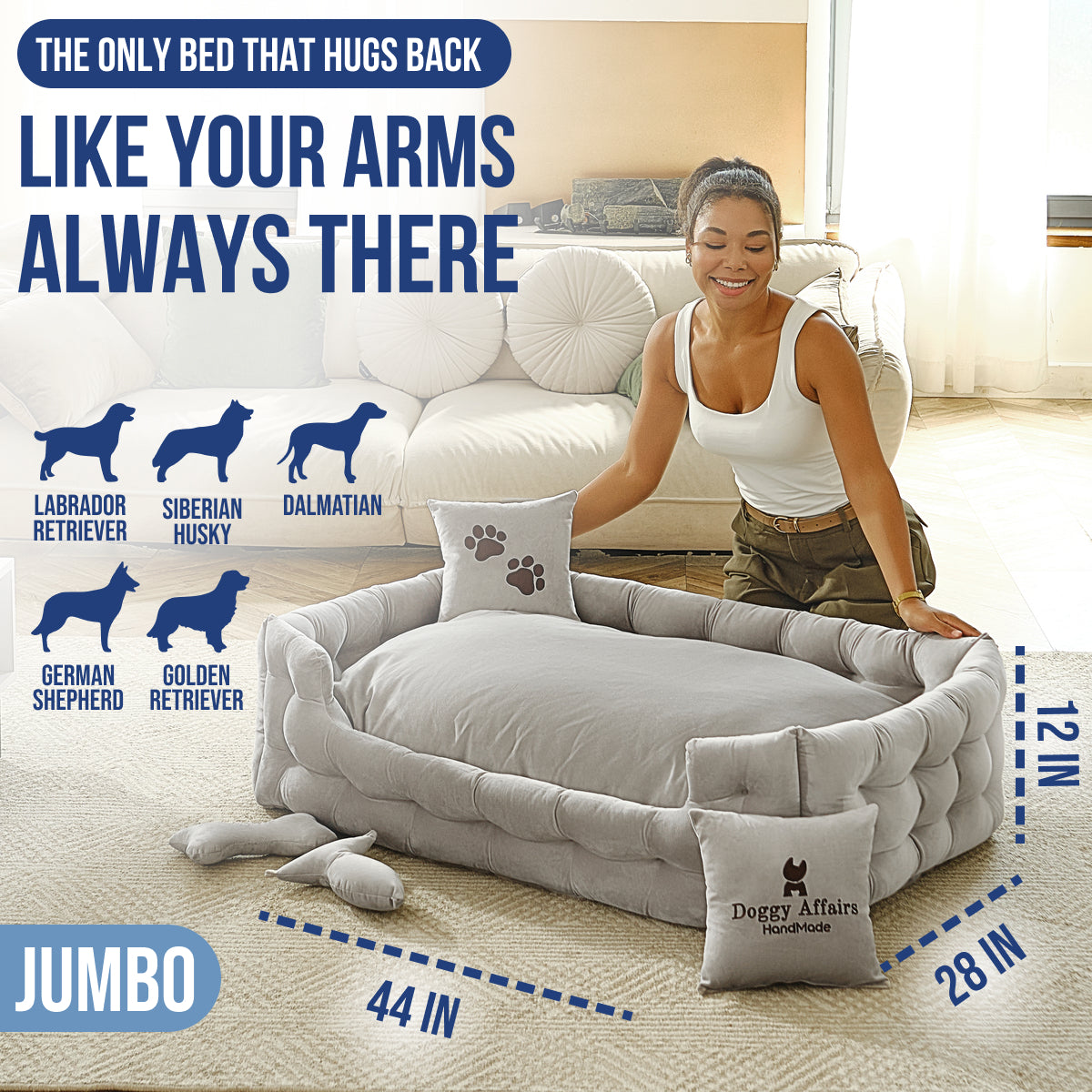 DOGGY AFFAIRS Handmade Dog Bed JUMBO