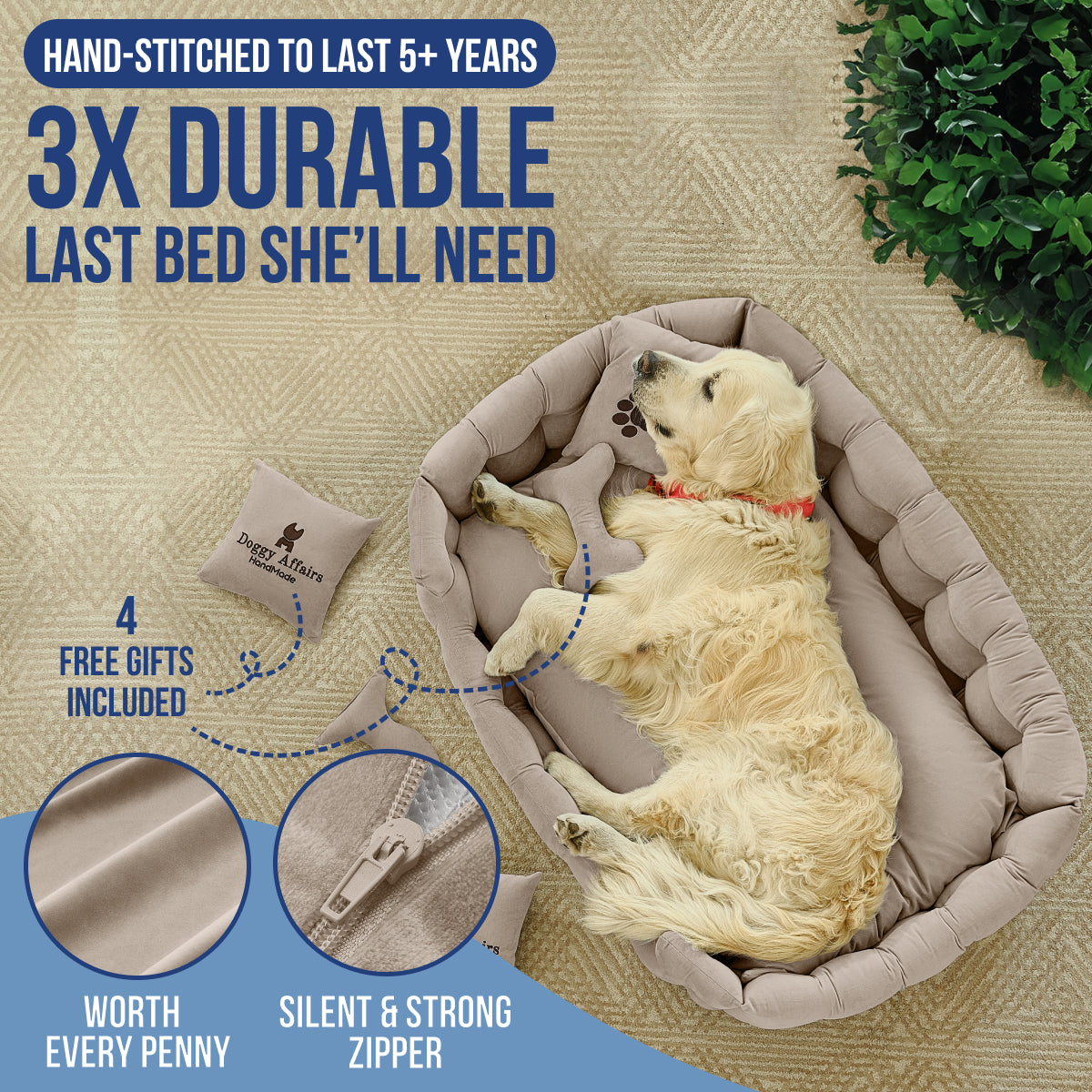 DOGGY AFFAIRS Handmade Dog Bed JUMBO
