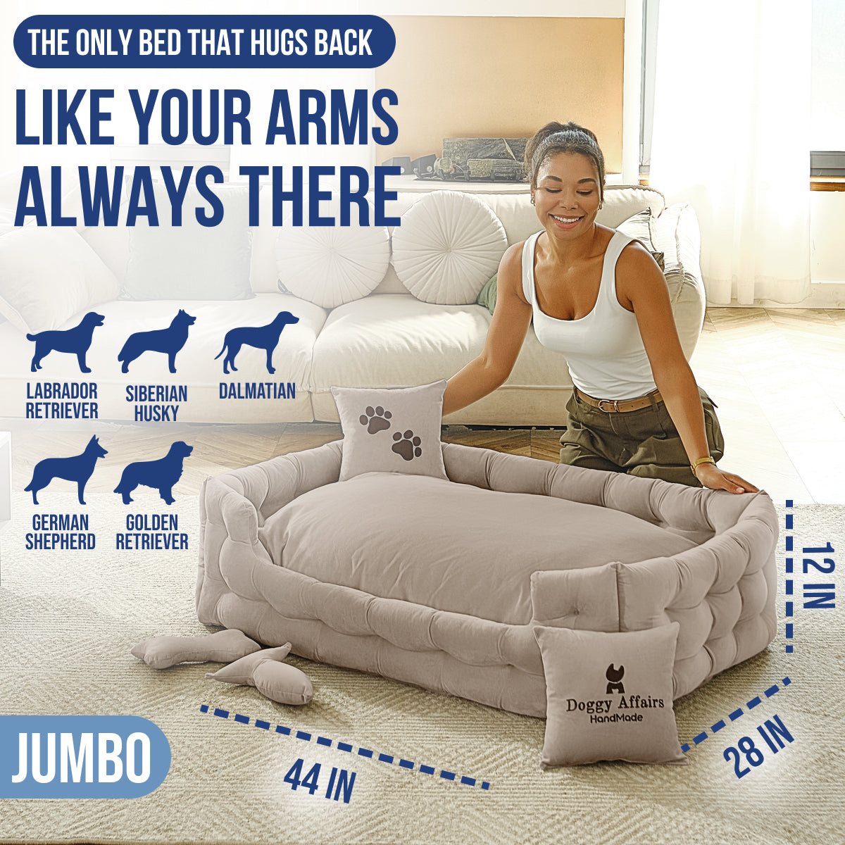 DOGGY AFFAIRS Handmade Dog Bed JUMBO
