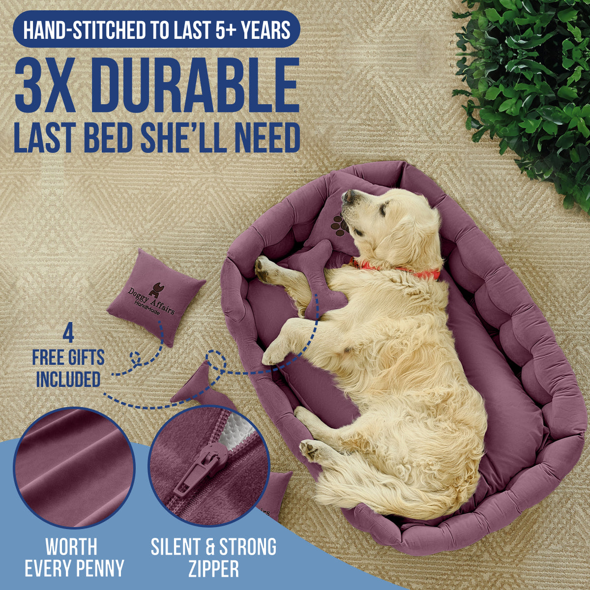 DOGGY AFFAIRS Handmade Dog Bed JUMBO