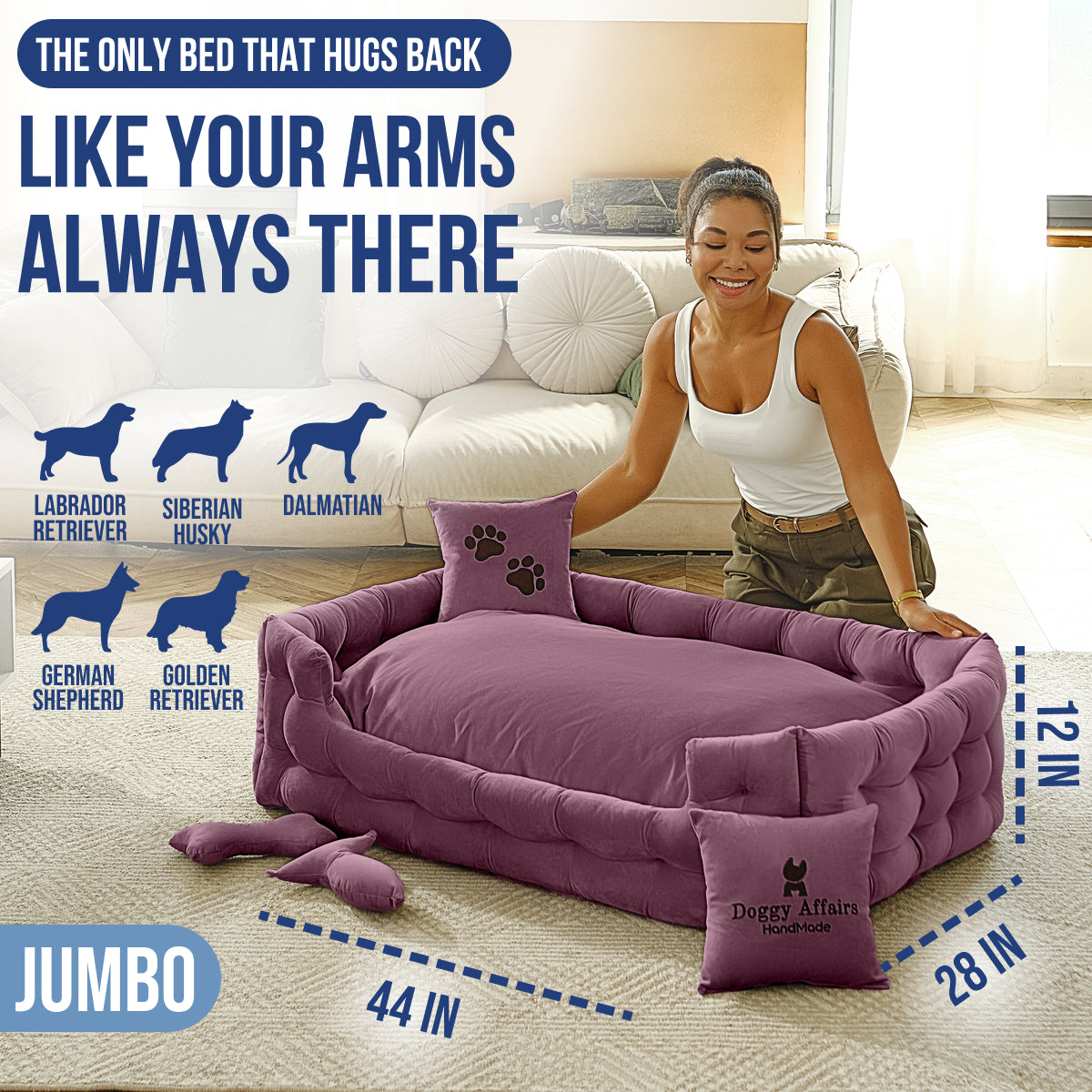 DOGGY AFFAIRS Handmade Dog Bed JUMBO