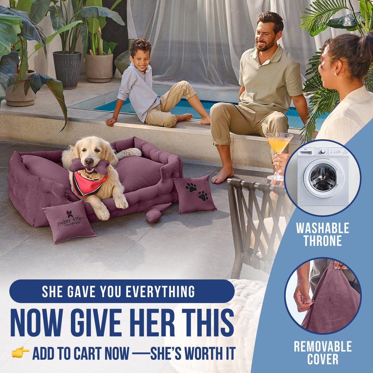 DOGGY AFFAIRS Handmade Dog Bed JUMBO