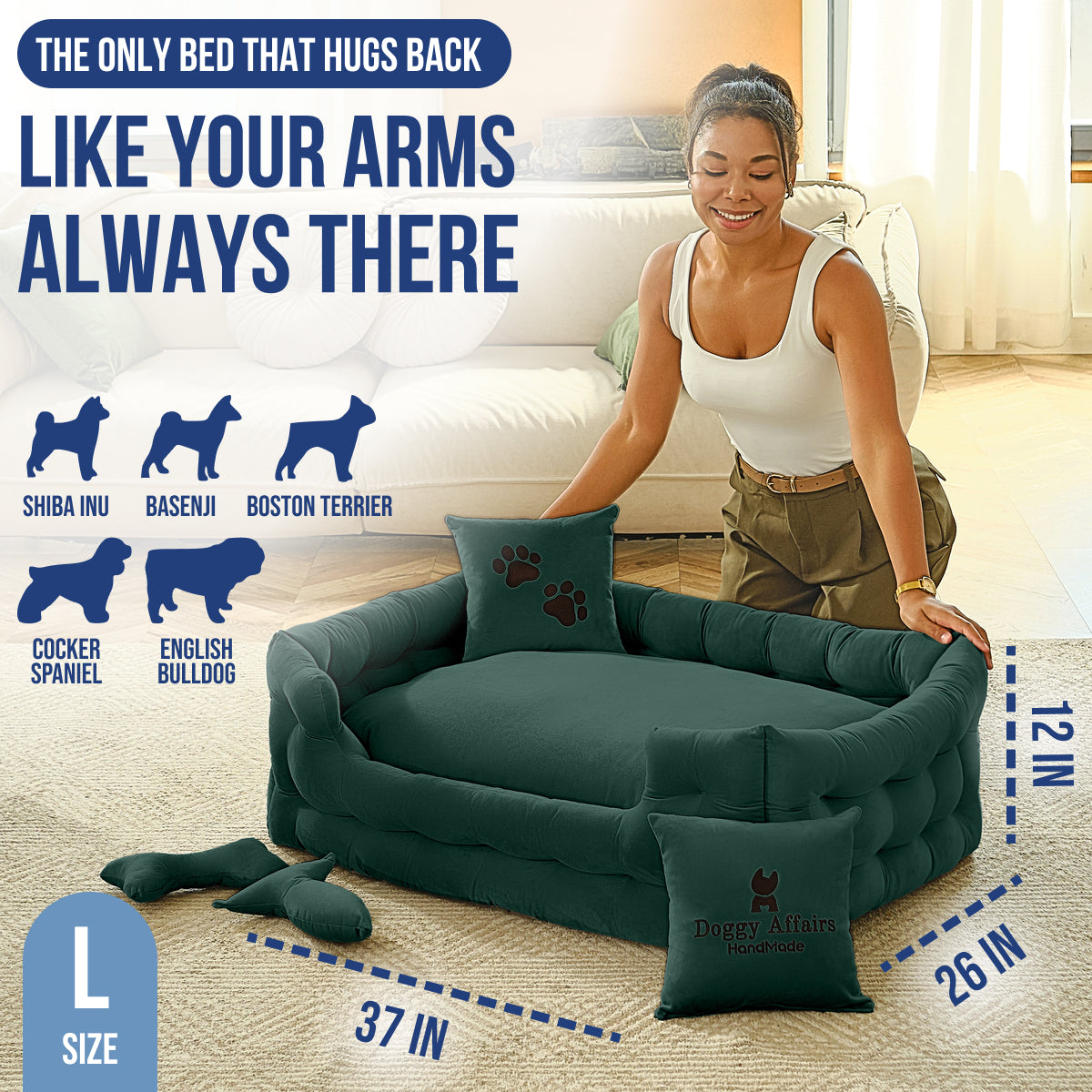 DOGGY AFFAIRS Handmade Dog Bed L