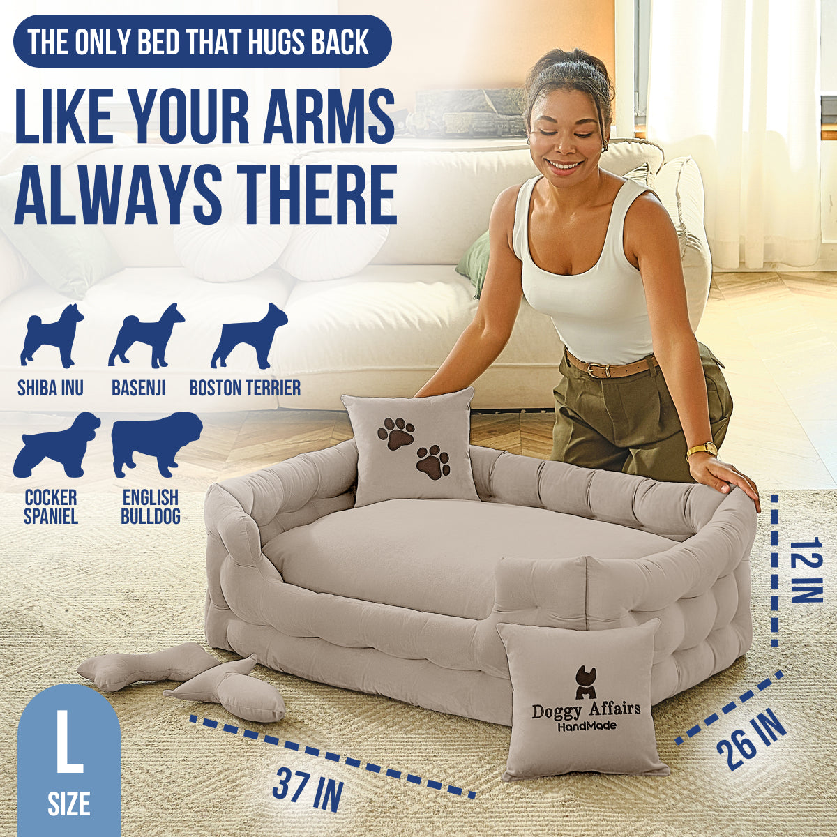 DOGGY AFFAIRS Handmade Dog Bed L