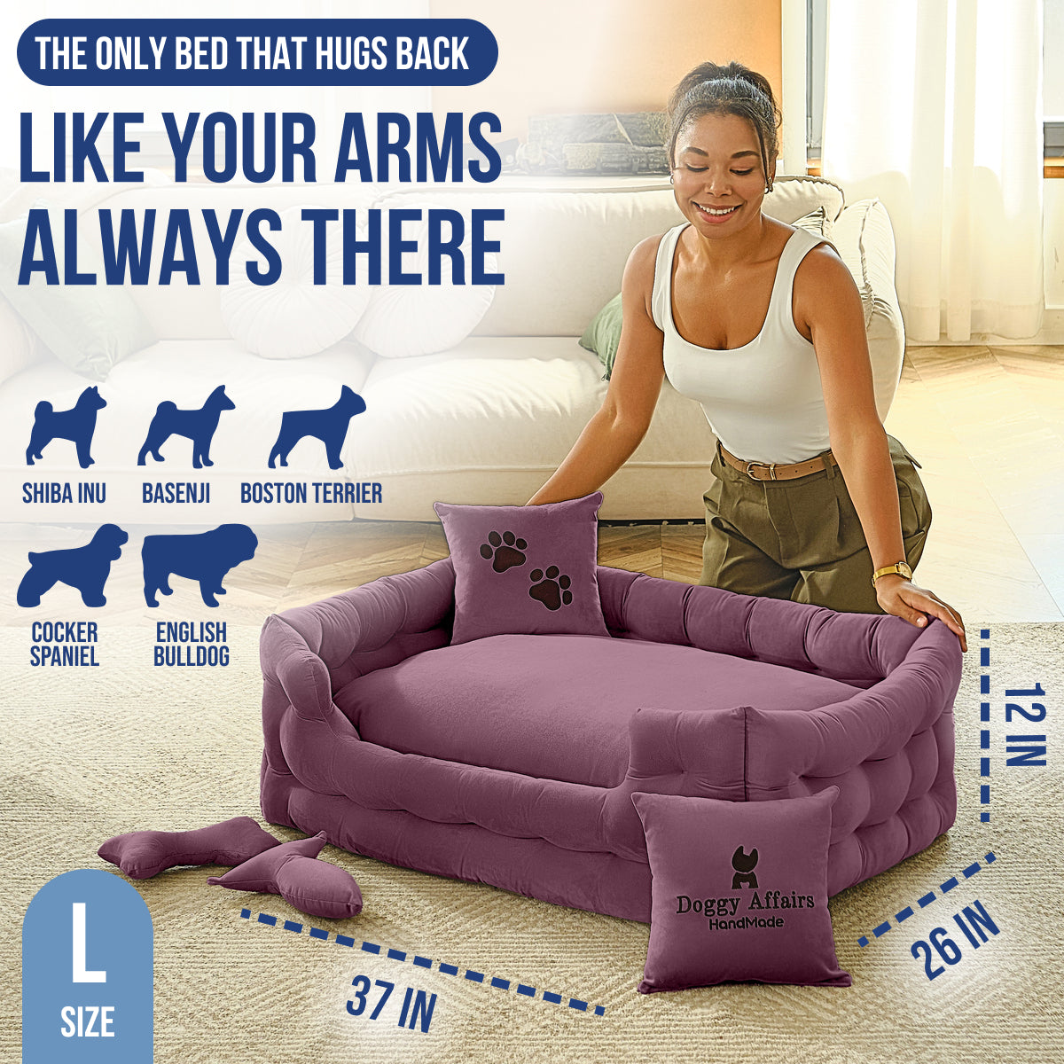 DOGGY AFFAIRS Handmade Dog Bed L
