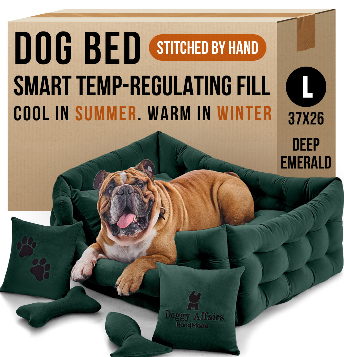 DOGGY AFFAIRS Handmade Dog Bed L