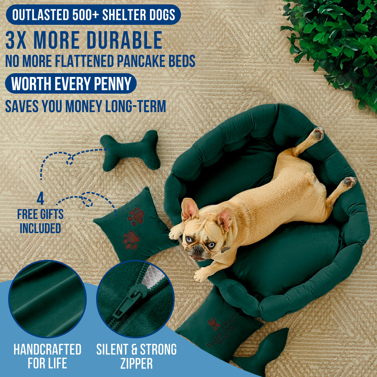 DOGGY AFFAIRS Handmade Dog Bed M