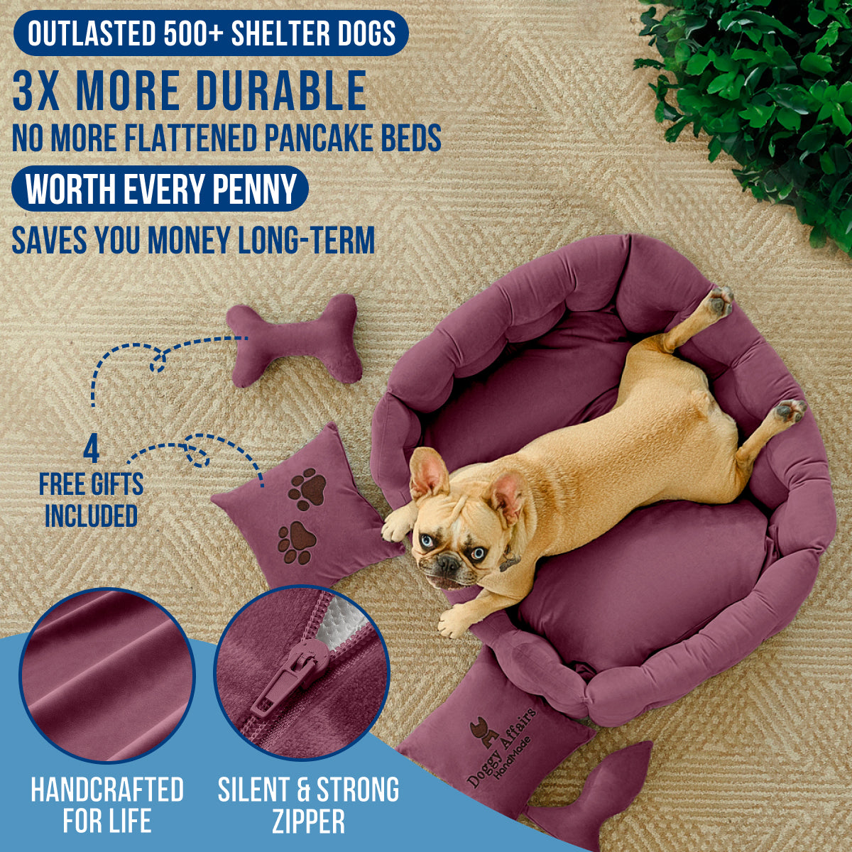 DOGGY AFFAIRS Handmade Dog Bed M