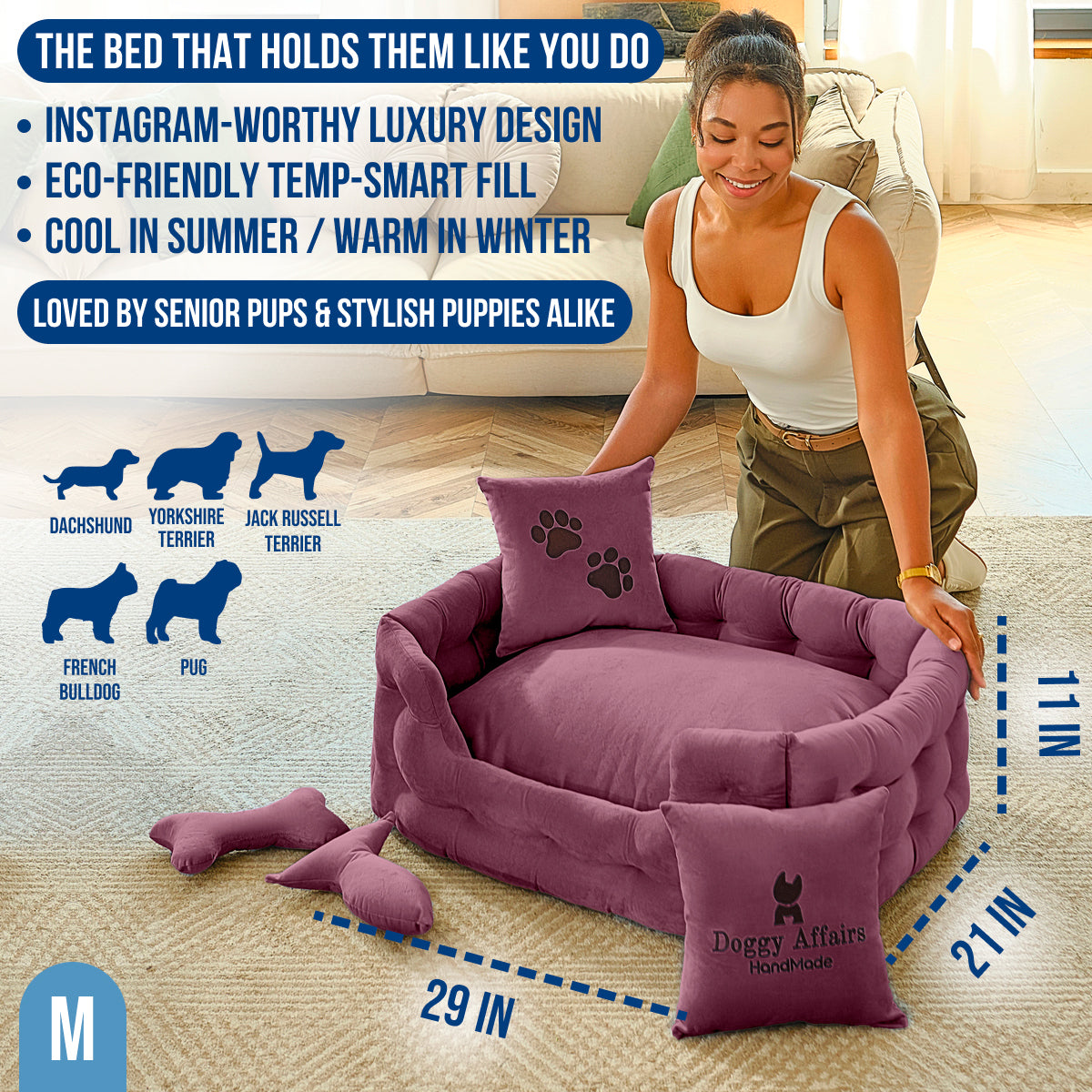 DOGGY AFFAIRS Handmade Dog Bed M