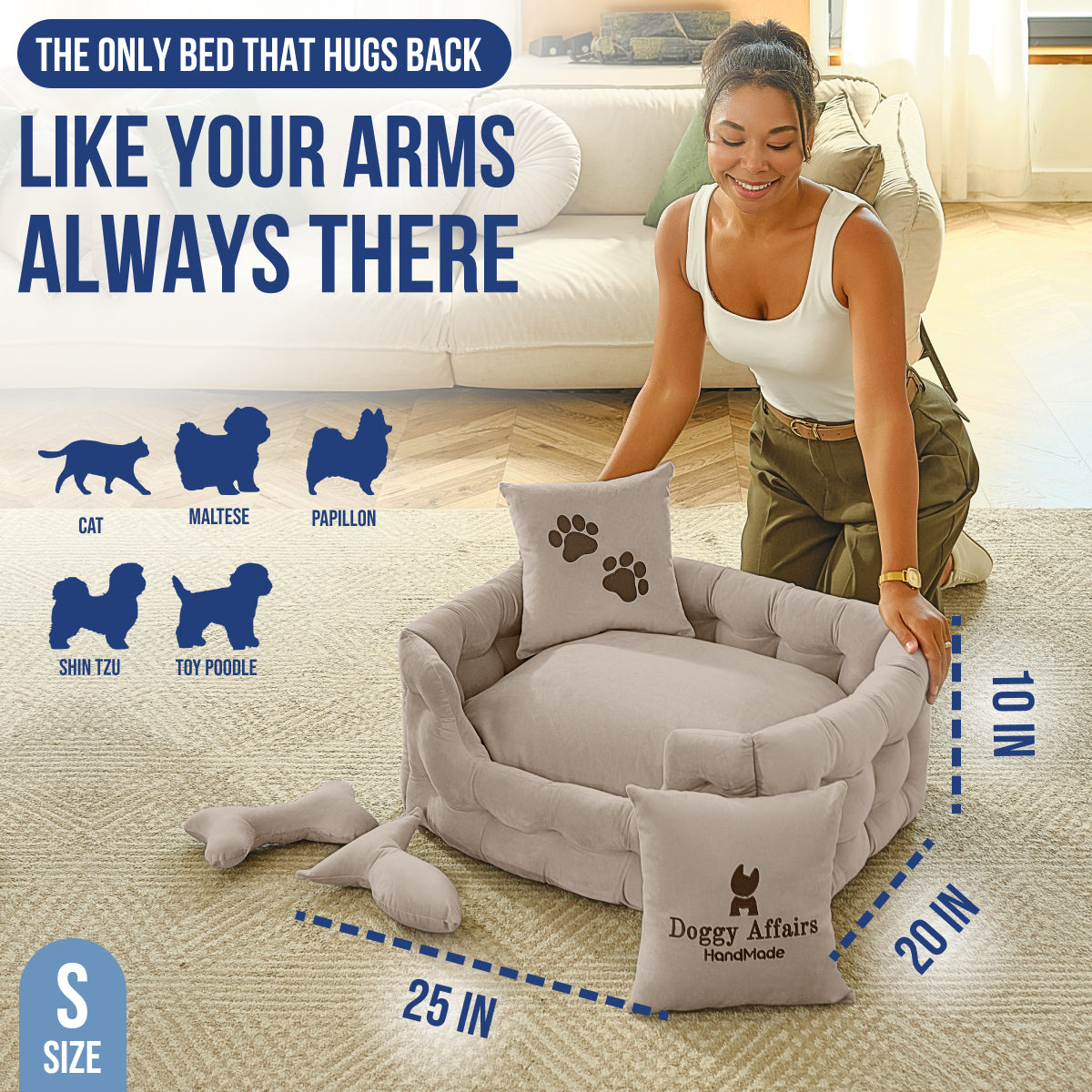 DOGGY AFFAIRS Handmade  Dog Bed S
