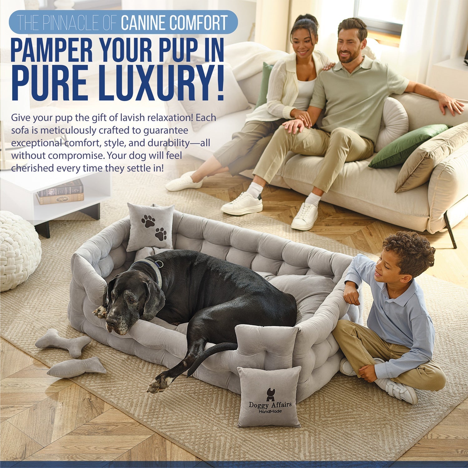 DOGGY AFFAIRS Handmade  Dog Bed JUMBO PLUS