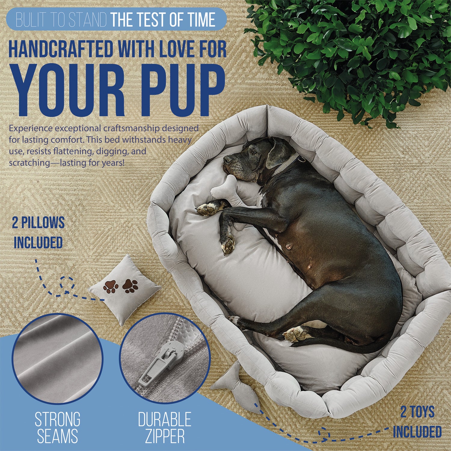 DOGGY AFFAIRS Handmade  Dog Bed JUMBO PLUS