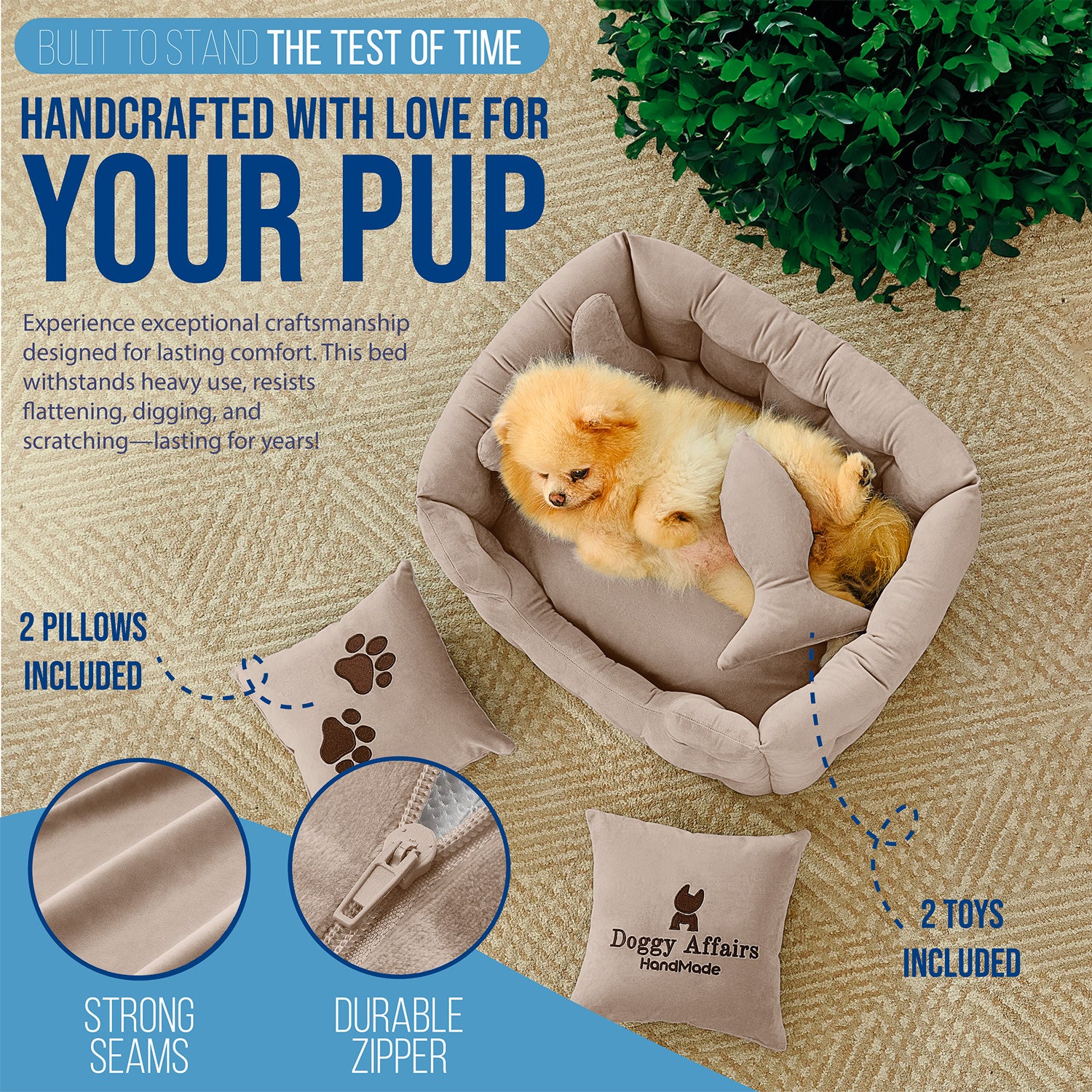 DOGGY AFFAIRS Handmade  Dog Bed XS
