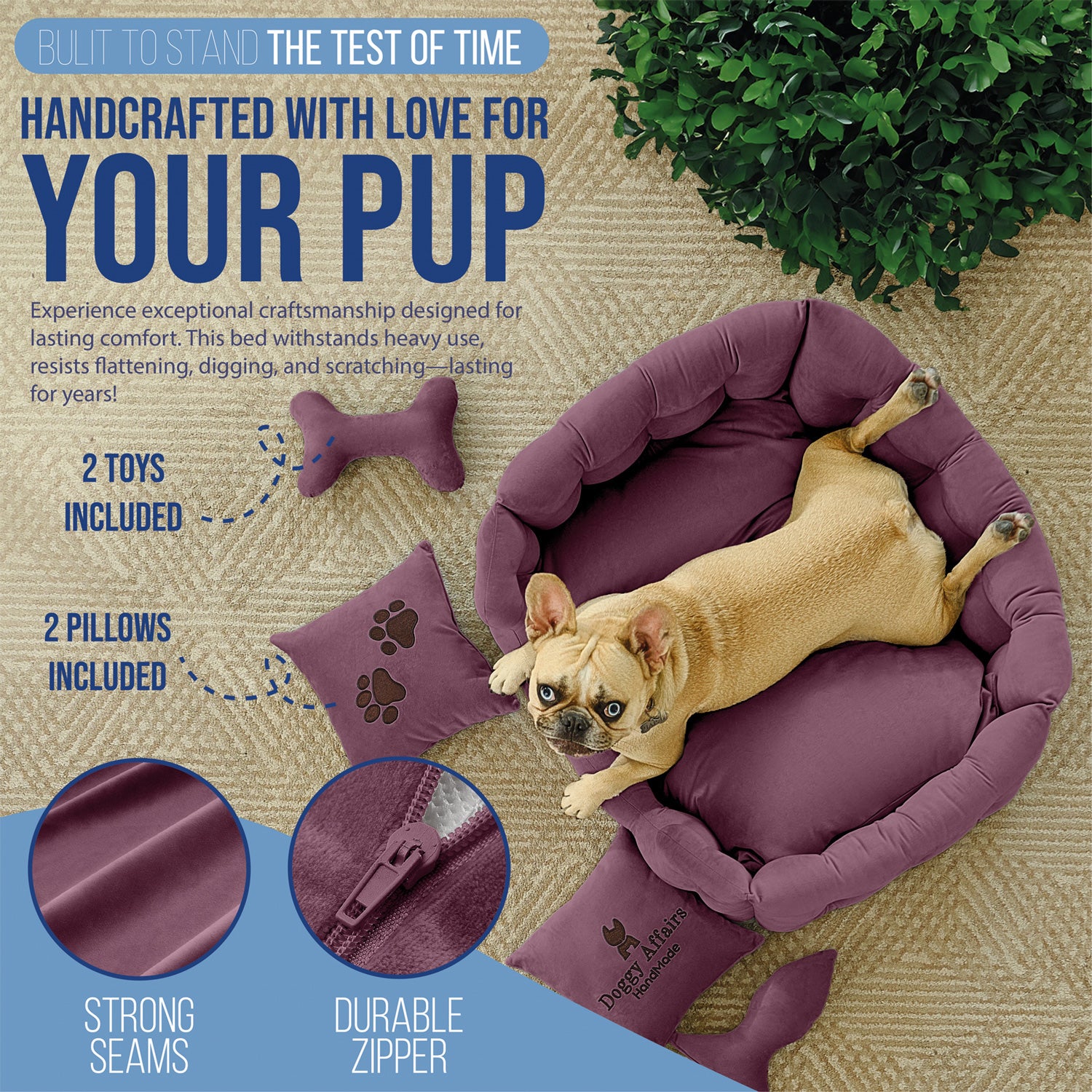 DOGGY AFFAIRS Handmade Dog Bed M