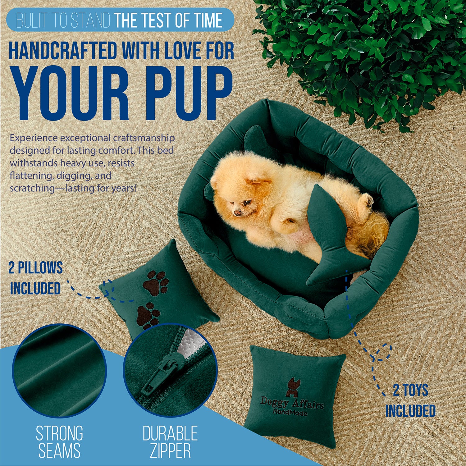 DOGGY AFFAIRS Handmade  Dog Bed XS
