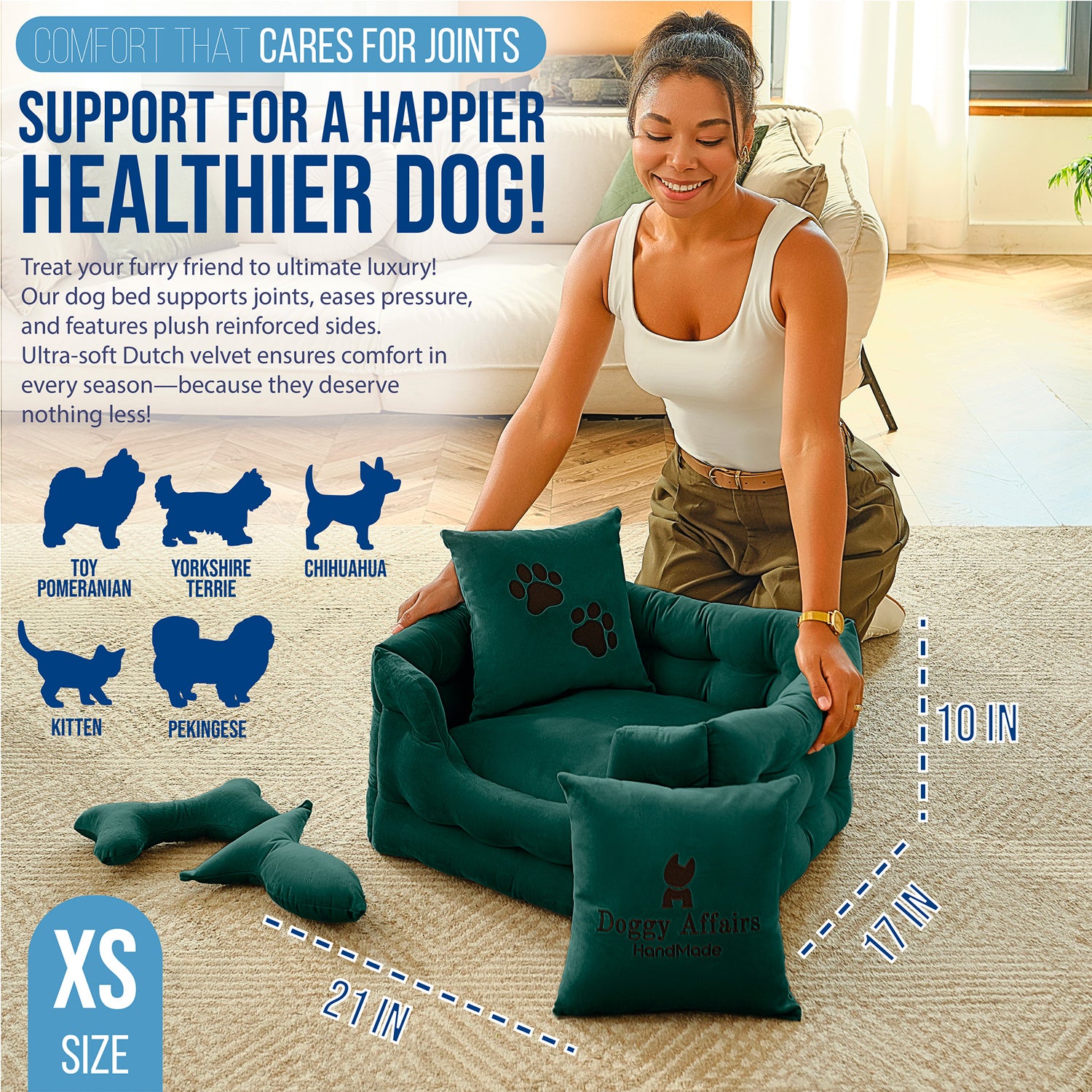 DOGGY AFFAIRS Handmade  Dog Bed XS
