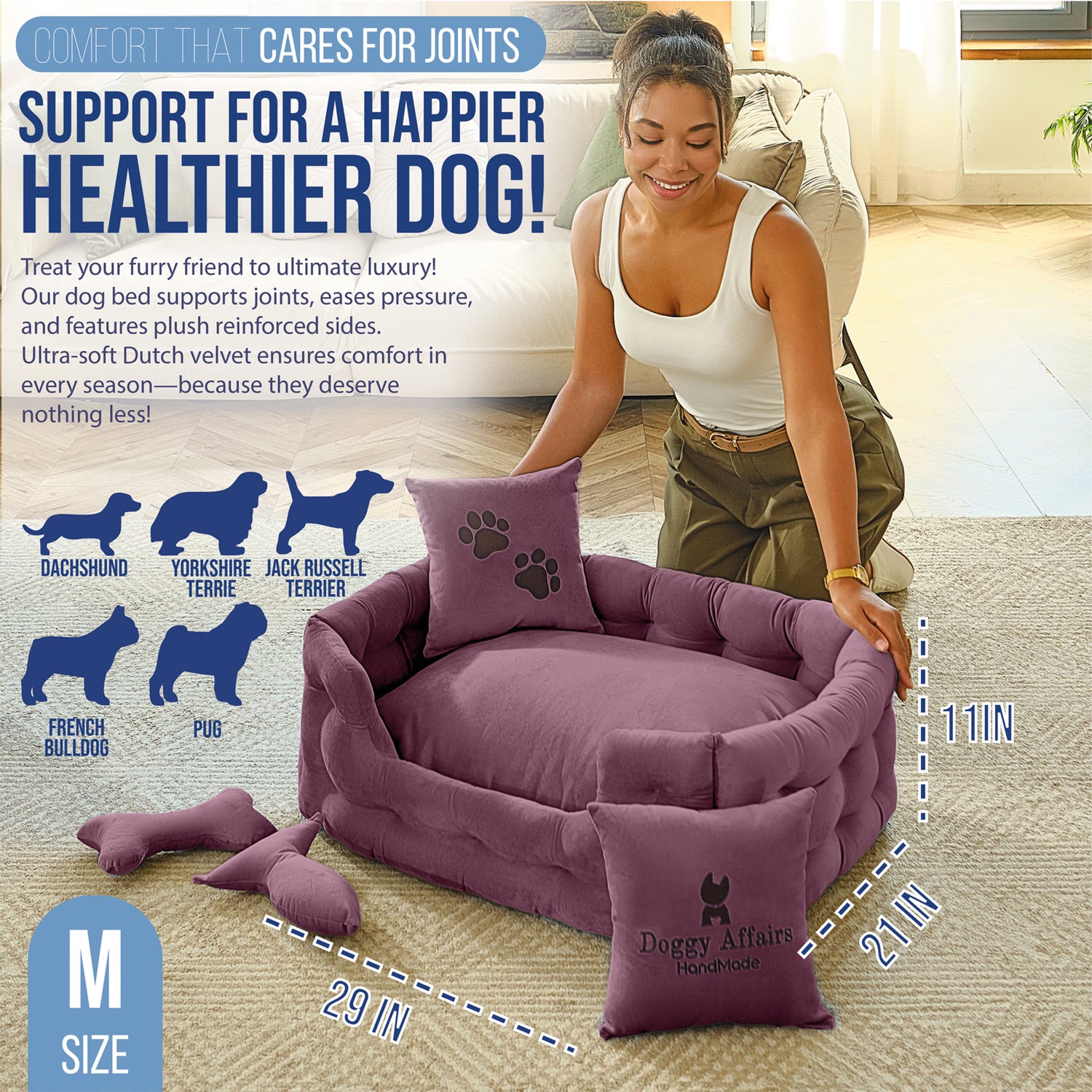 DOGGY AFFAIRS Handmade Dog Bed M