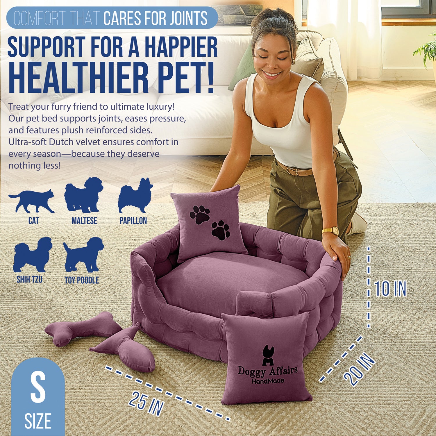 DOGGY AFFAIRS Handmade  Dog Bed S