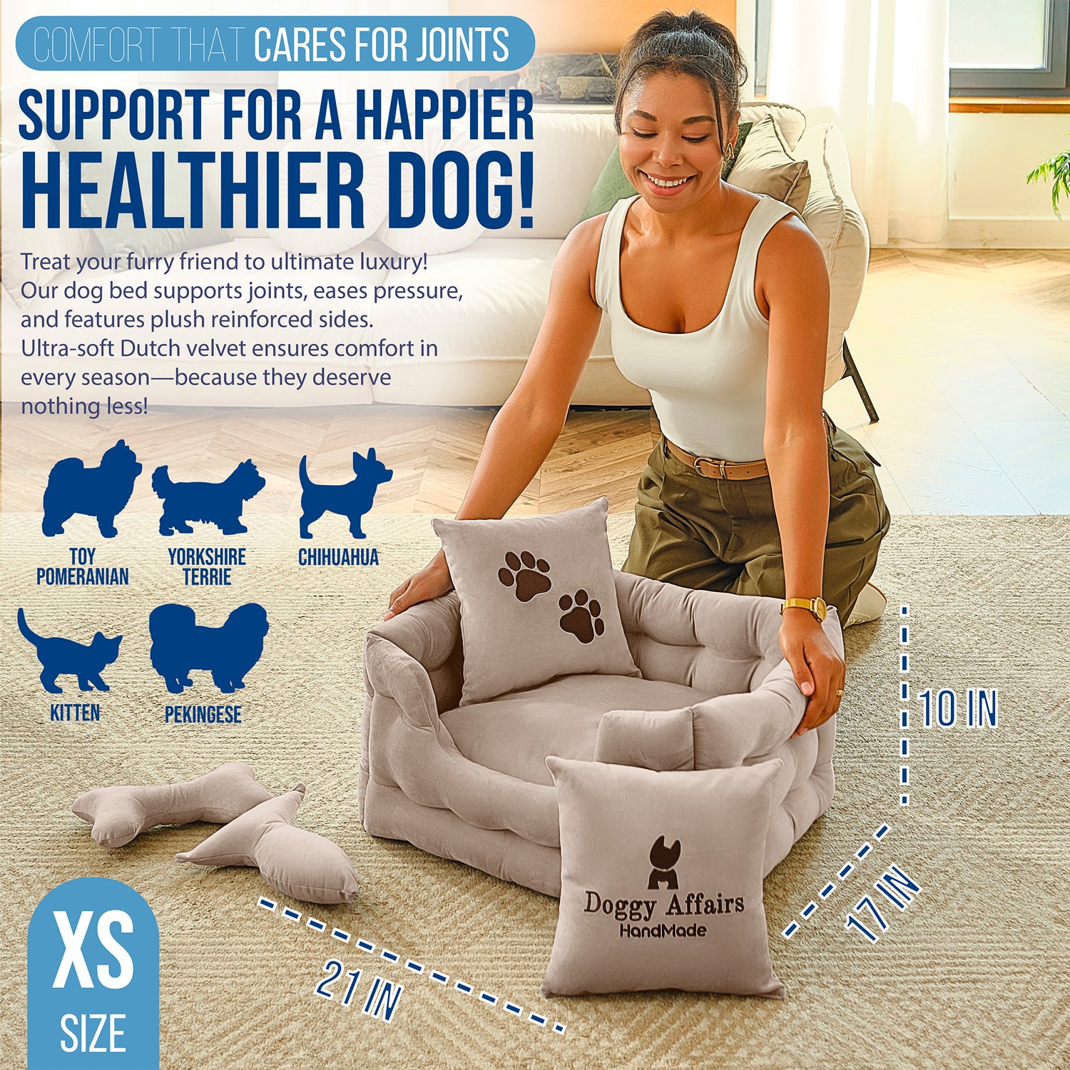 DOGGY AFFAIRS Handmade  Dog Bed XS
