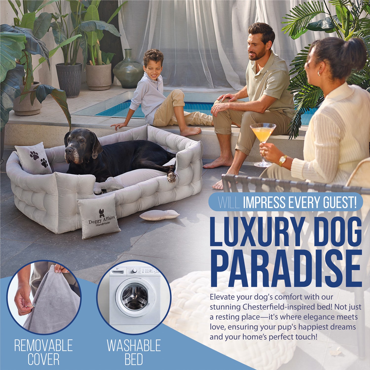 DOGGY AFFAIRS Handmade  Dog Bed JUMBO PLUS