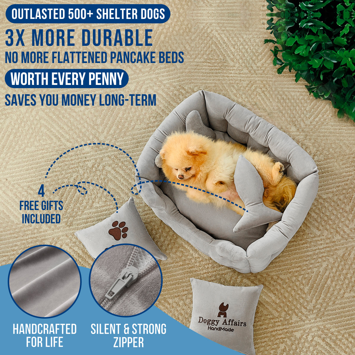 DOGGY AFFAIRS Handmade  Dog Bed XS