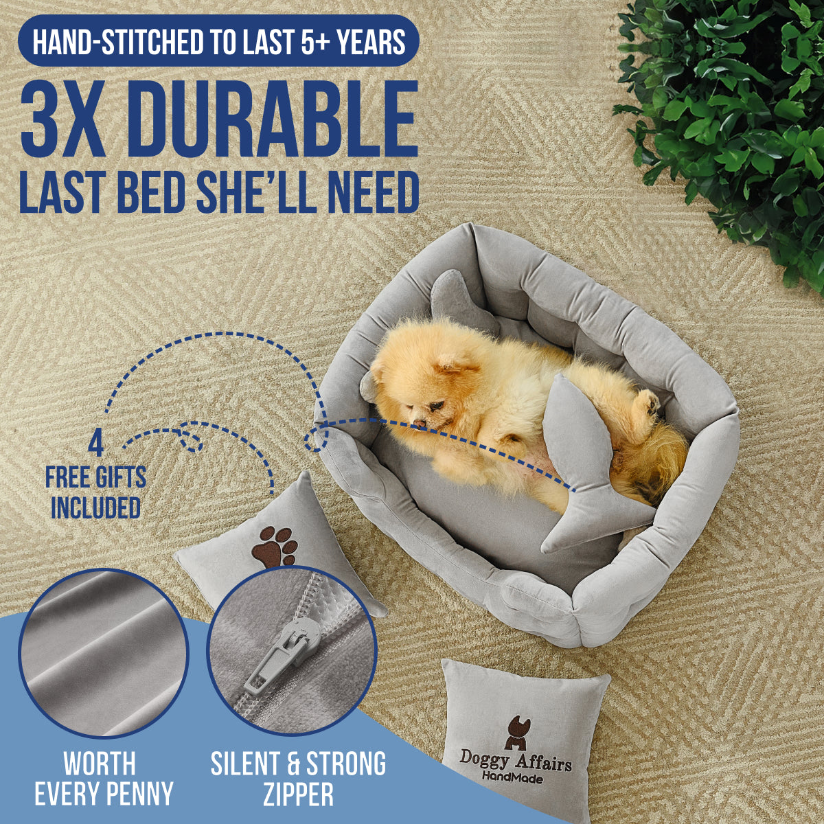 DOGGY AFFAIRS Handmade  Dog Bed XS