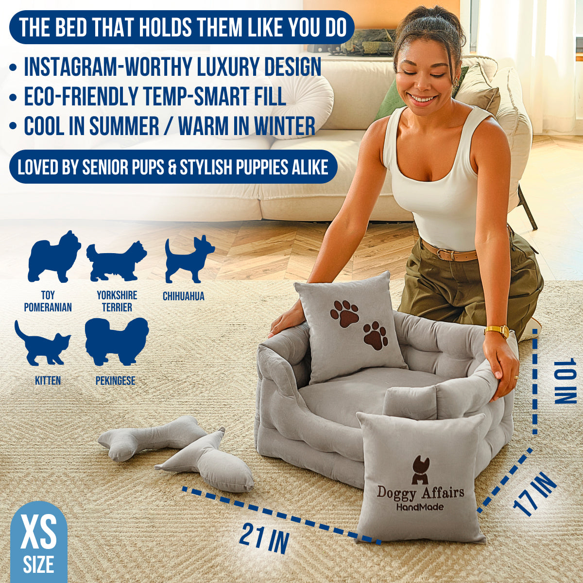 DOGGY AFFAIRS Handmade  Dog Bed XS