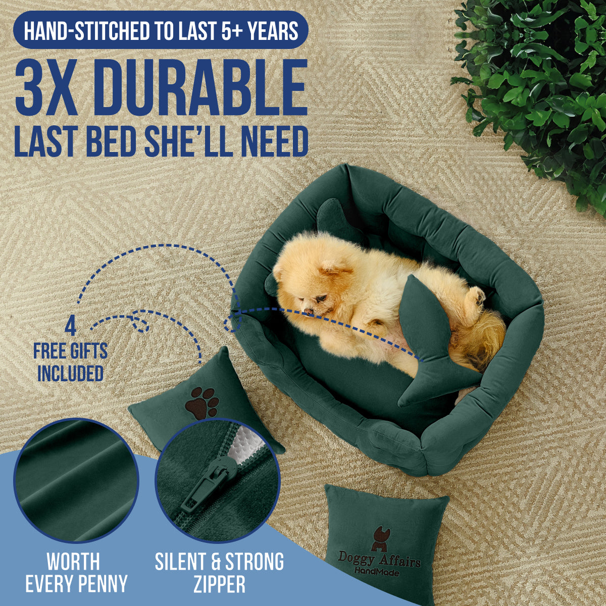 DOGGY AFFAIRS Handmade  Dog Bed XS