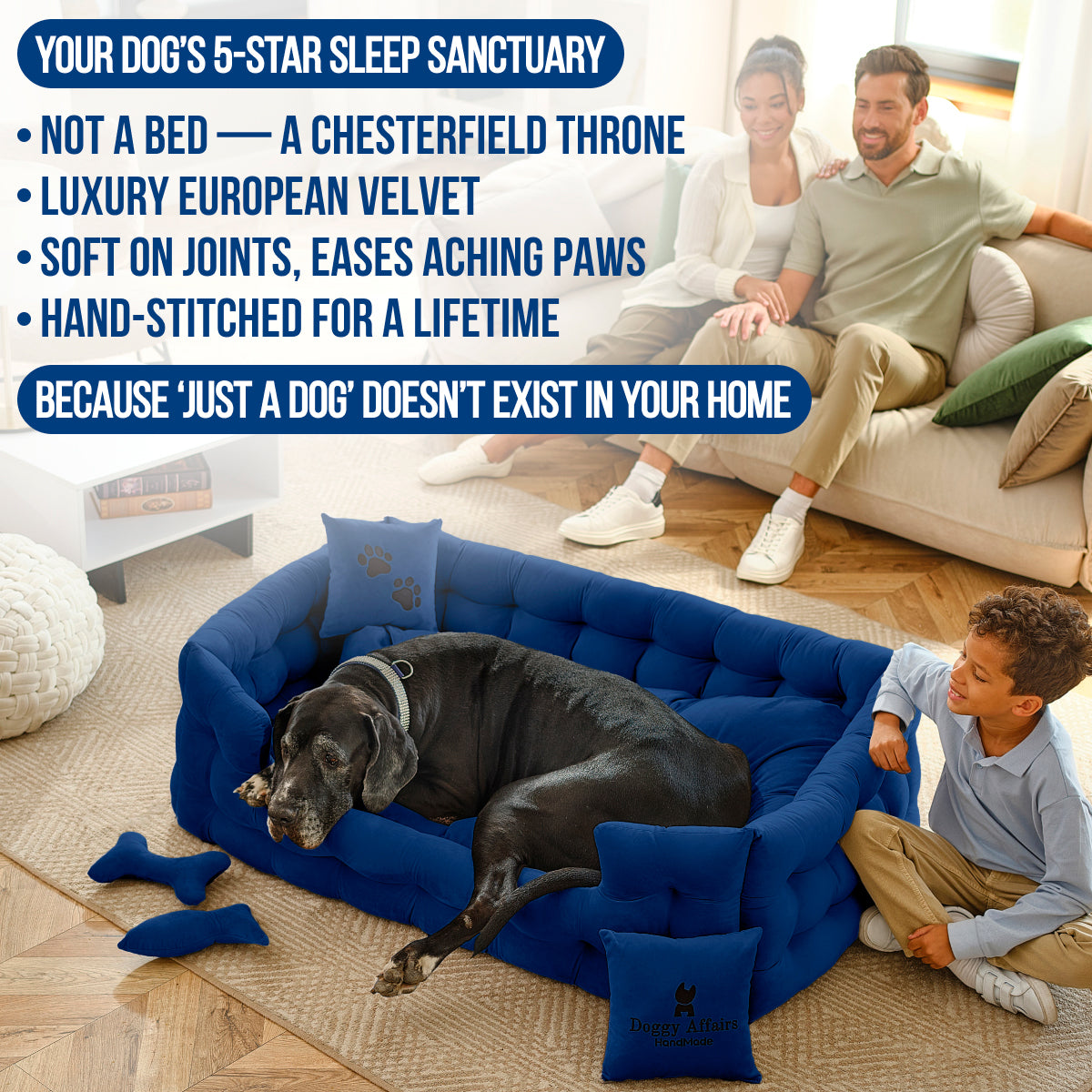 DOGGY AFFAIRS Handmade  Dog Bed JUMBO PLUS