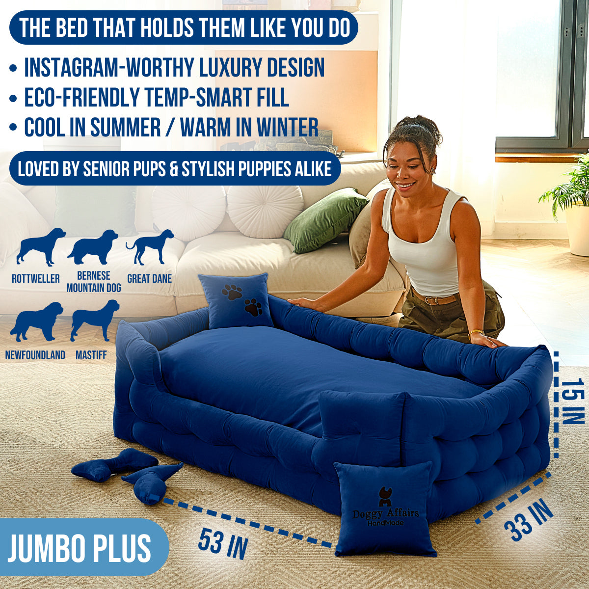 DOGGY AFFAIRS Handmade  Dog Bed JUMBO PLUS