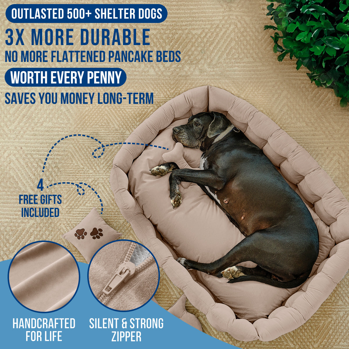 DOGGY AFFAIRS Handmade  Dog Bed JUMBO PLUS